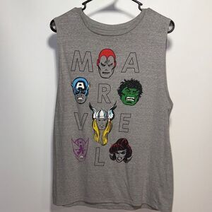 Marvel Kids Gray Tank Top with Superhero Faces